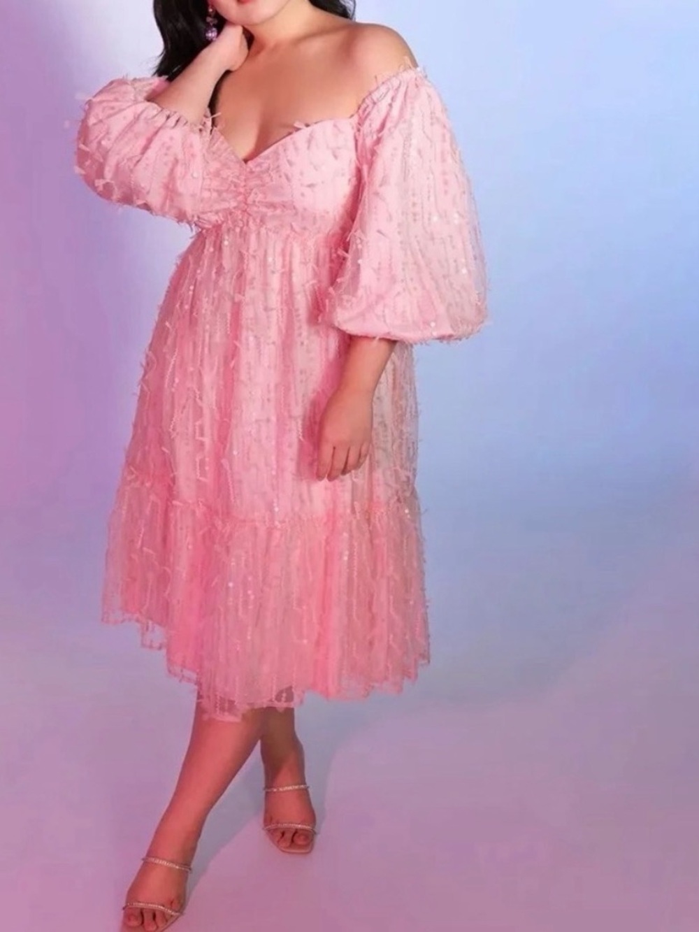 Eloquii Sequin Midi Dress Pink Size 22 NWT